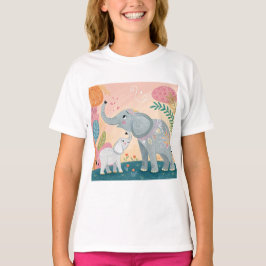 Elephant Mom and Baby T Shirt