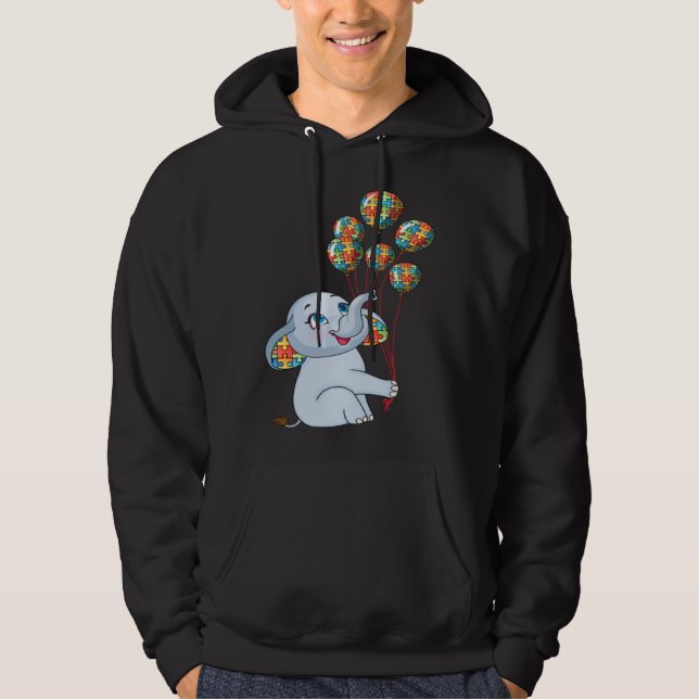 Elephant Mom Autism Child Awareness Choose Kindnes Hoodie (Framsida)