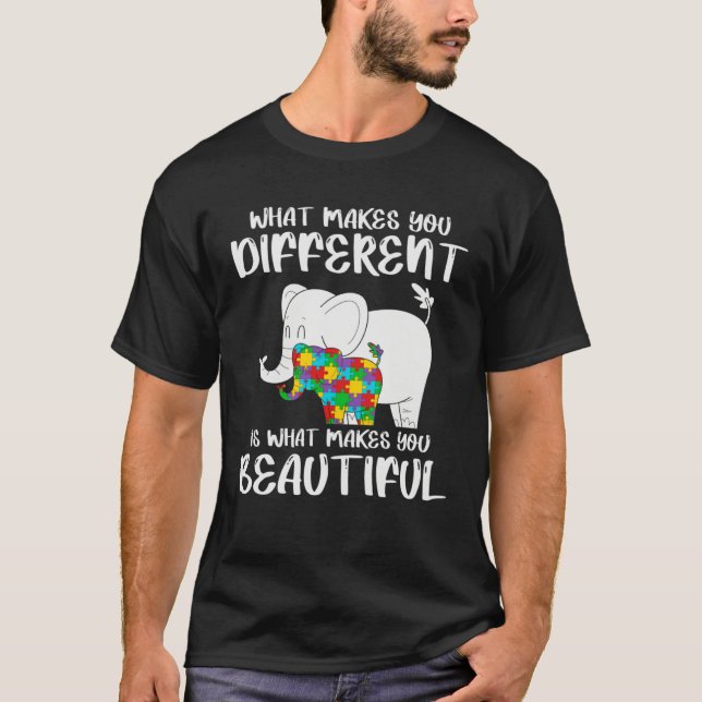 Elephant Mom Autism Child Awareness Puzzle Choose  T Shirt (Framsida)