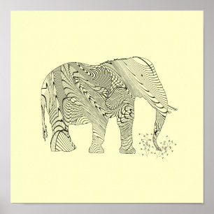 Elephant Mönster Art Print Poster