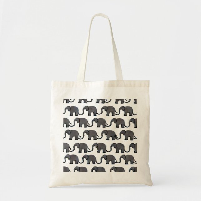 Elephant Mönster Canvas Tote Tygkasse (Framsidan)