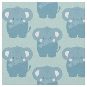 Elephant Mönster Light Blue Tyg
