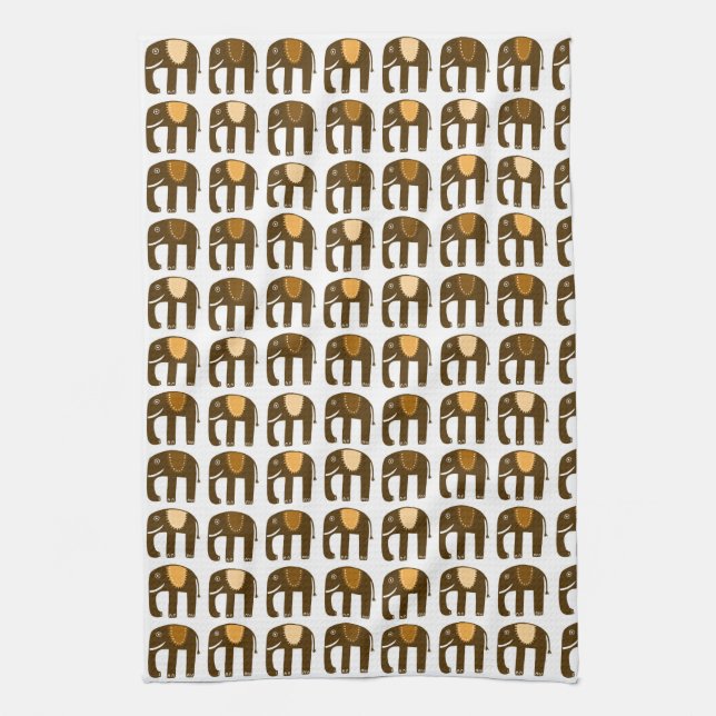 Elephant Mönster Neutralter Kökshandduk (Vertikal)