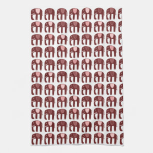 Elephant Mönster Rosa Kökshandduk