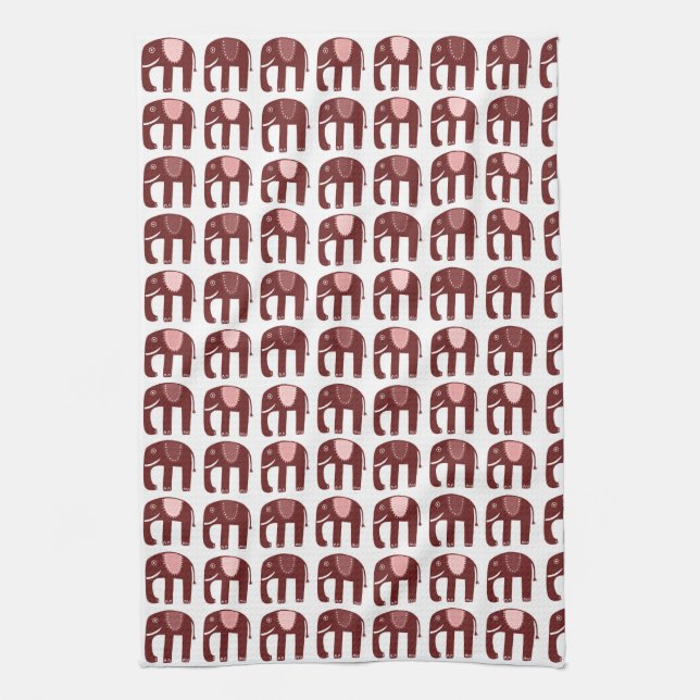 Elephant Mönster Rosa Kökshandduk (Vertikal)