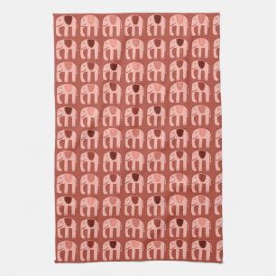 Elephant Mönster Rosa Red Kökshandduk