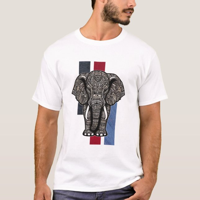 Elephant Mönster T Shirt (Framsida)