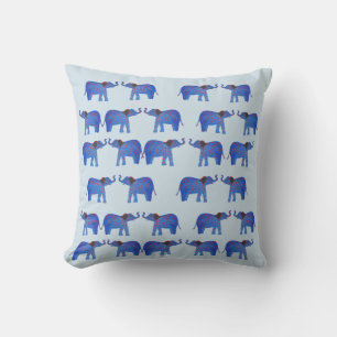 Elephant Mood Cushion, Blå elefanten mönster Kudde