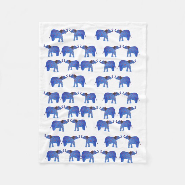 Elephant Mood Fleece Blanket, blåelefant (Framsidan)