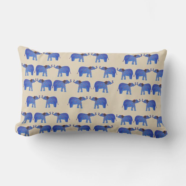 Elephant Mood Lumbar Cushion , blåelefant Lumbarkudde (Framsida)