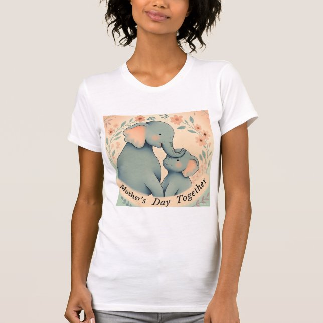 Elephant Mor Baby Together Mors dag T-shirt (Framsida)