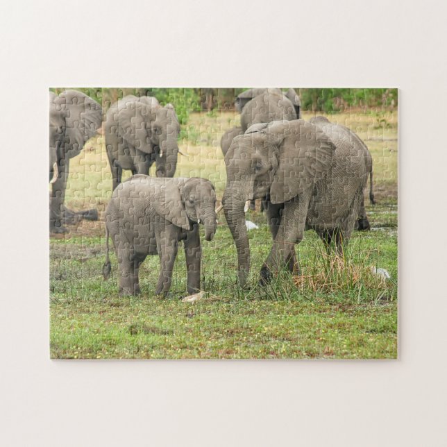 Elephant Mor och Baby djur Jigszawa Puzzle Pussel (Horisontell)