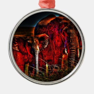 Elephant Mor och Calf Julgransprydnad Metall