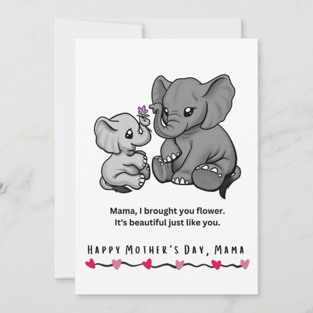 Elephant Mor och hennes kalv blommar Mors dag (Framsida)
