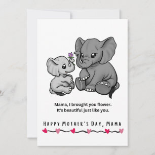 Elephant Mor och hennes kalv blommar Mors dag