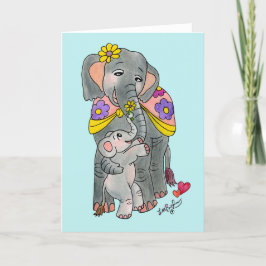Elephant Mor och Son Mor's Day Card Meddelande