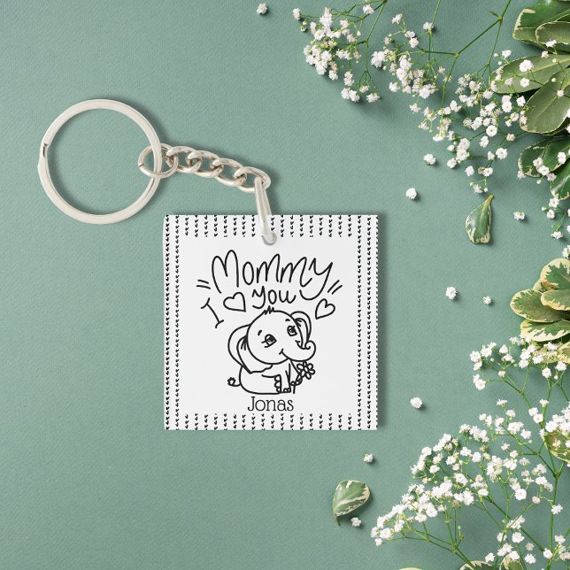 Elephant Morsa & Me Mors dag anpassningsbar (Elephant Mum & Me Mother's Day custom Keychain)