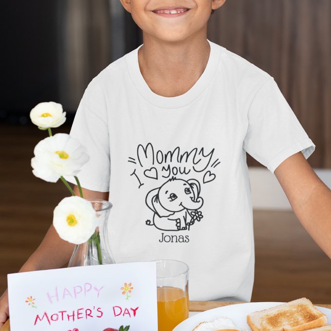 Elephant Morsa & Me Mors dag anpassningsbar-barn T Shirt (Elephant Mum & Me Mother's Day custom kids T-Shirt)