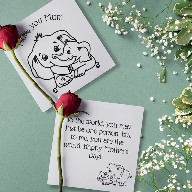 Elephant Morsa & Me Mors dag hälsningskort (Elephant Mum & Me Mother's Day greeting card)