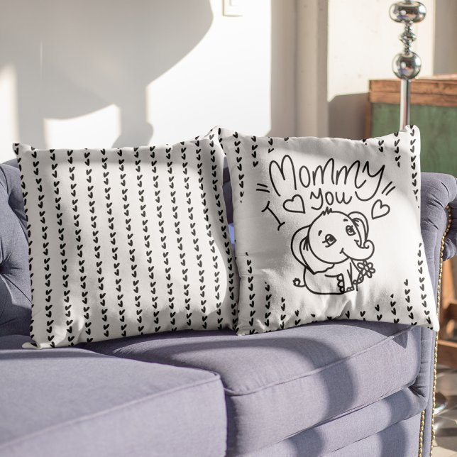Elephant Morsa & Me Mors dag Kudde (Elephant Mum & Me Mother's Day Throw Pillow)