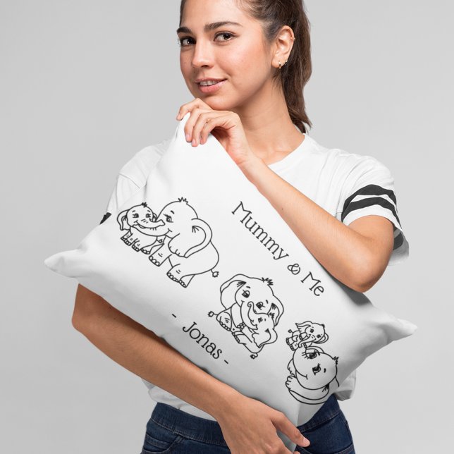 Elephant Morsa & Me Mors dag personlig Prydnadskudde (Elephant Mum & Me Mother's Day personalized Accent Pillow)