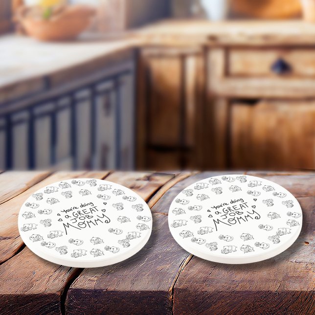 Elephant Morsa & Me Mors dag rund Underlägg (Elephant Mum & Me Mother's Day round Coaster)