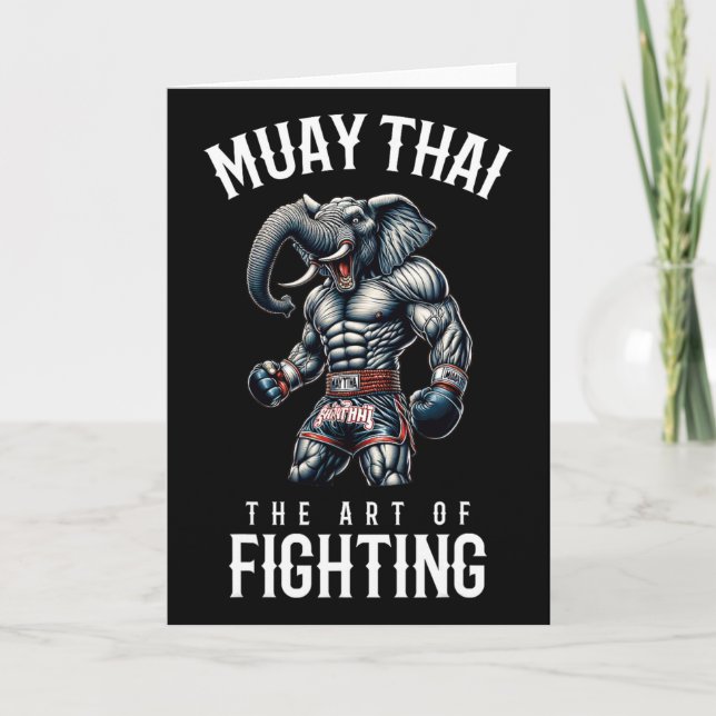 Elephant Muay Thai - Kickboxning Och Elefant Thai Kort (Framsida)