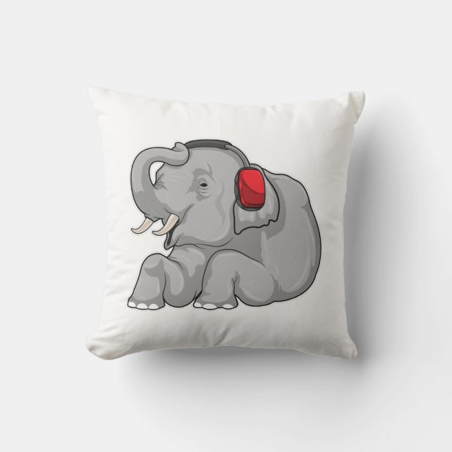 Elephant Music Headphone Kudde (Framsida)
