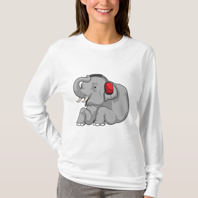 Elephant Music Headphone T Shirt (Framsida)