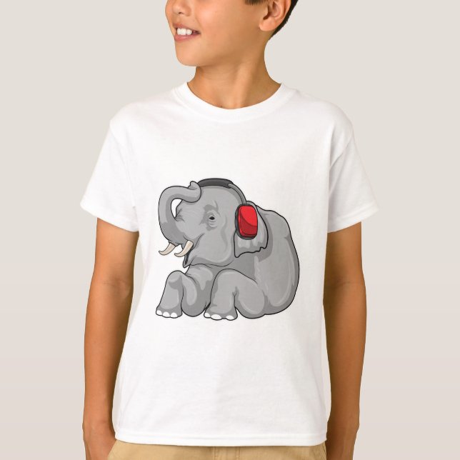 Elephant Music Headphone T Shirt (Framsida)