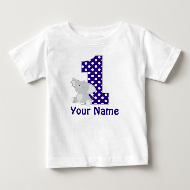 Elephant Navy Personlig Shirt Tee (Framsida)