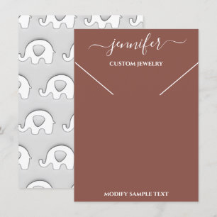 Elephant Necklace Visning Card Brown Inbjudningar