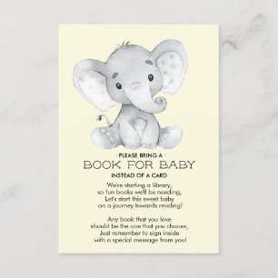 Elephant Neutralt Baby Shower Bok för Baby Card Tilläggskort