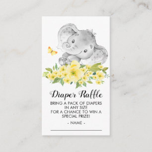 Elephant Neutralt Baby Shower Diaper Raffle Biljet Tilläggskort