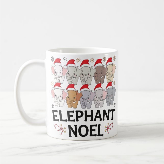 Elephant Noel Mugg: Festive Helgdag Cheer Kaffemugg (Vänster)