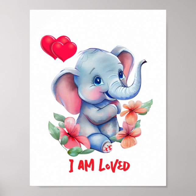 Elephant Nursery Art Poster (Framsidan)