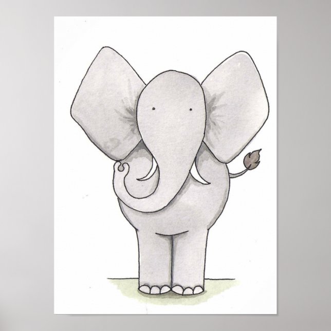 Elephant Nursery Art Poster (Framsidan)