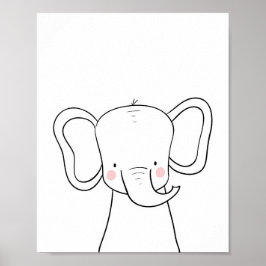 Elephant Nursery Print Black white modern Safari Poster