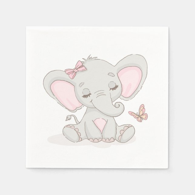 Elephant och Butterfly Zebra Napkins Pappersservett (Framsidan)