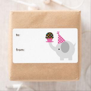 Elephant och Cupkaka Gift-Märkre Fraktsedel