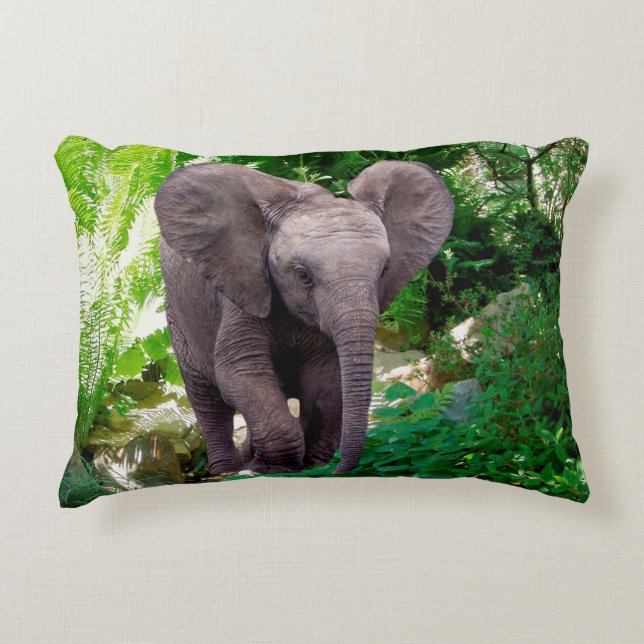 Elephant och Jungle Prydnadskudde (Framsidan)