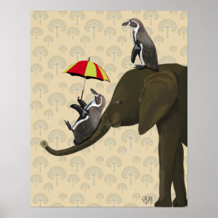Elephant och Penguins Poster