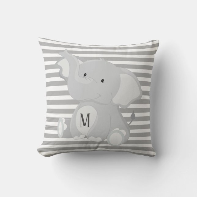 Elephant och Rand Monogram Kudde (Framsida)