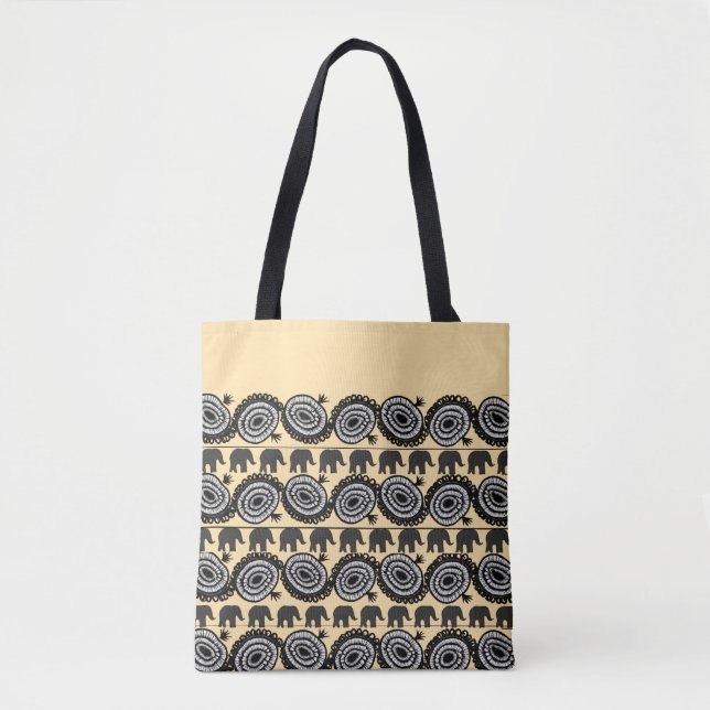 Elephant och Spiral Motif Mönster Tygkasse (Framsida)