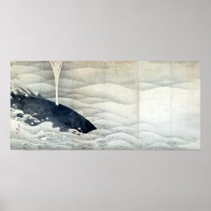 Elephant och Whale Skärm av Ito Jakuchu Poster