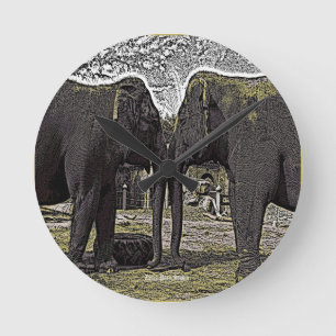 Elephant Ögon Rund Klocka