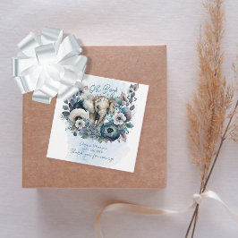 Elephant Oh Boy Blue Blommigt Baby Shower Gåvor Etiketter