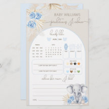 Elephant Oh Boy Safari Baby Shower Predence Game