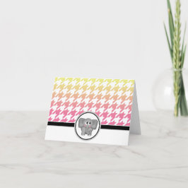 Elephant Ombre Gult Rosa Houndstooth Cards Tack Kort
