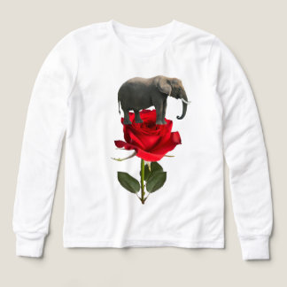 Elephant on Rose Kids T Shirt